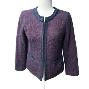 NWT Talbots womens wool jacket blazer purple navy tweed sz 6p business casual